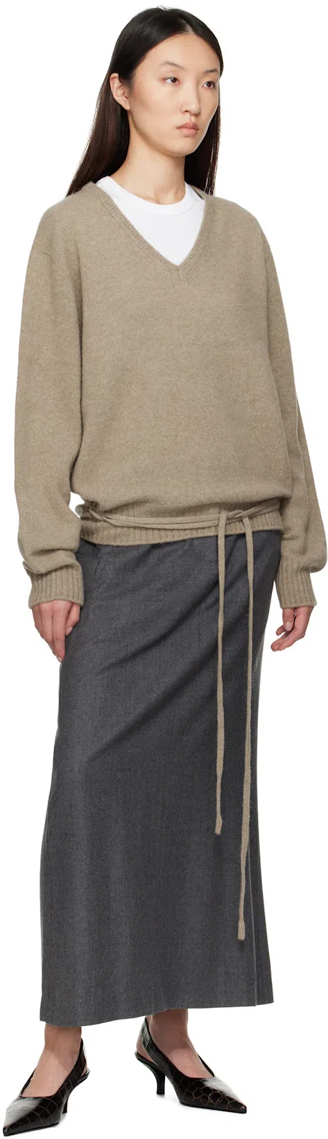 TOTÊME Toteme Classic Croc-embossed Leather Slingback Pump In Brown