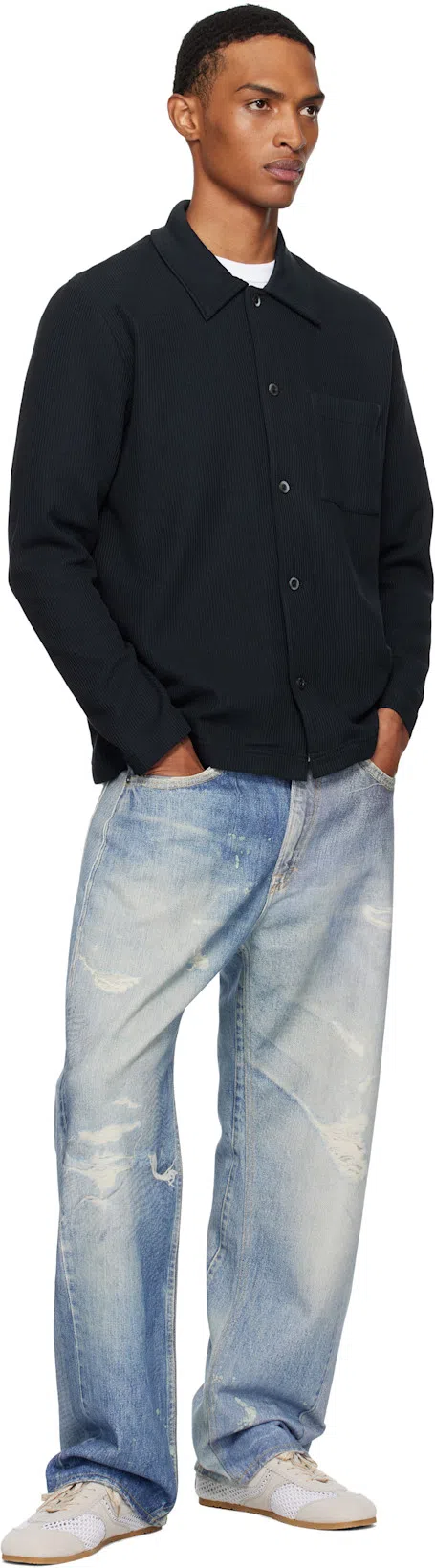 OUR LEGACY Mens Digital Denim Print Third Cut Faded-wash Denim Jeans In Blue