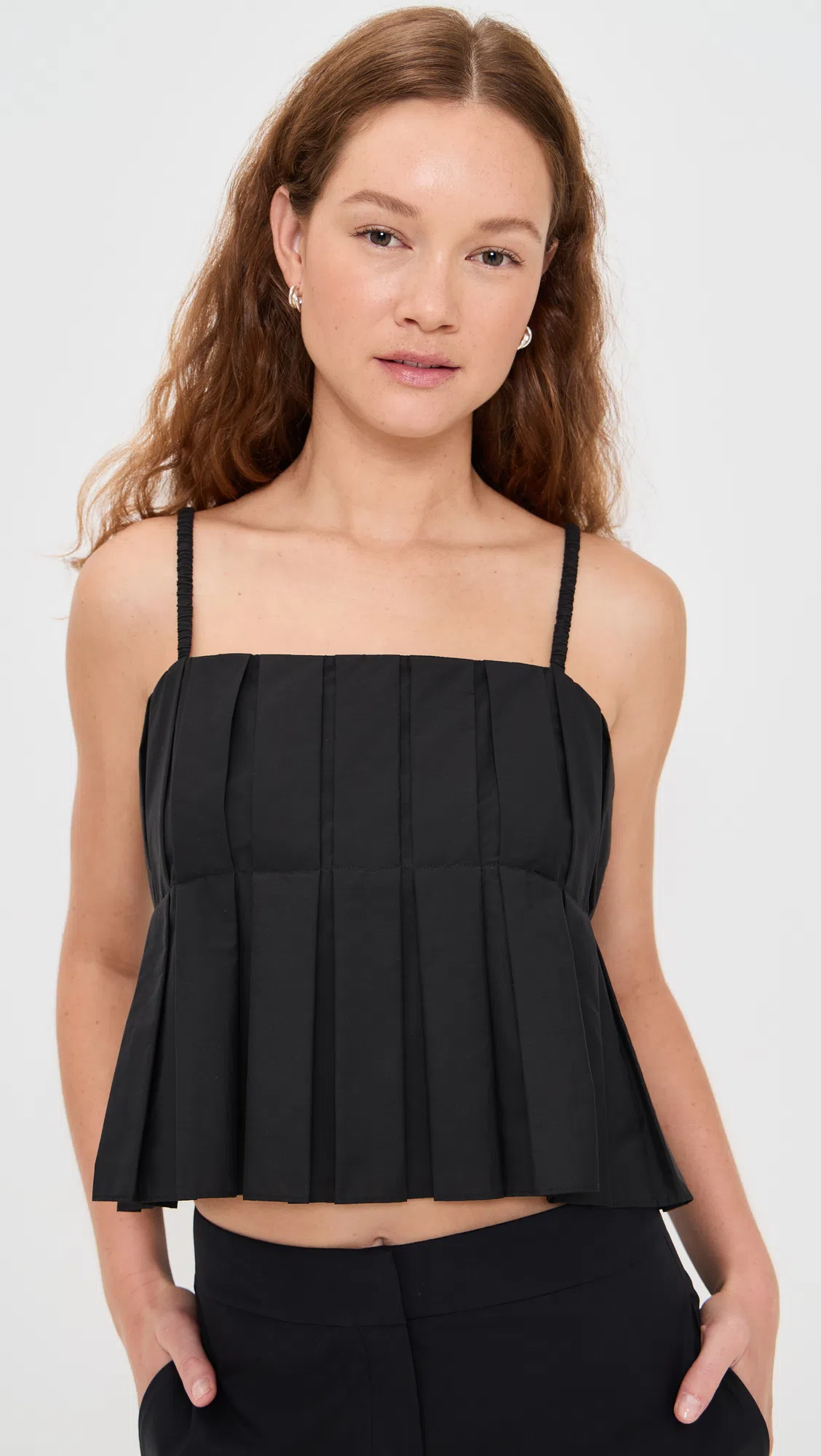 ÉTERNE Ribbed Fitted Racerback Tank Top In Black