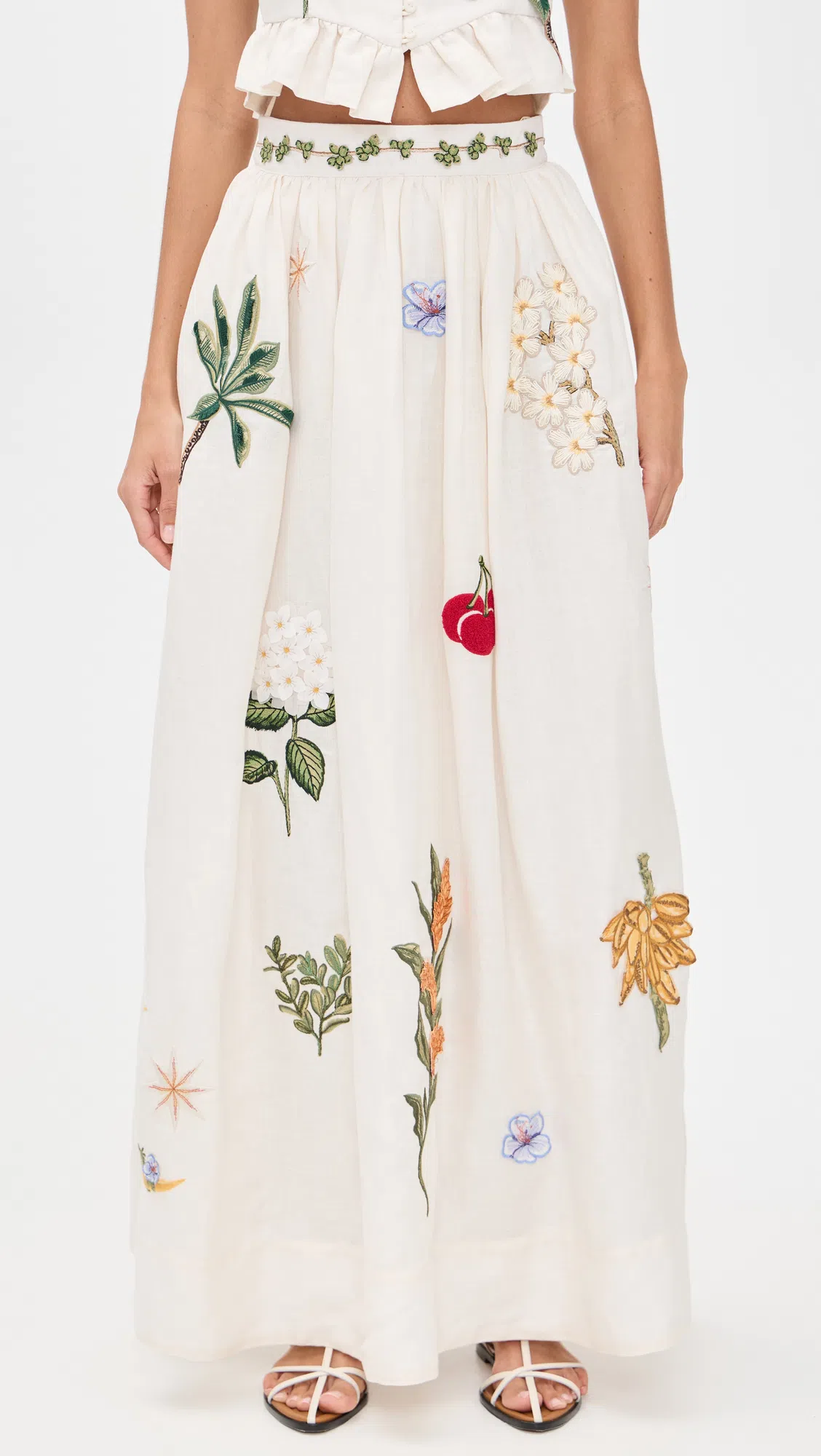 AGUA BY AGUA BENDITA Eslabon Embroidered Linen Top In Multi