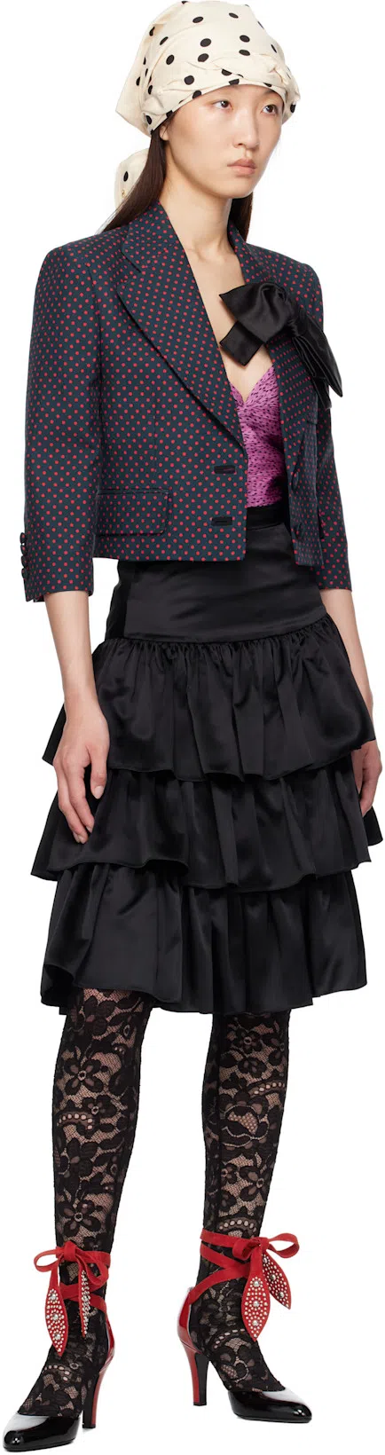 VALENTINO GARAVANI Black And Red Foliefoliage Décolleté