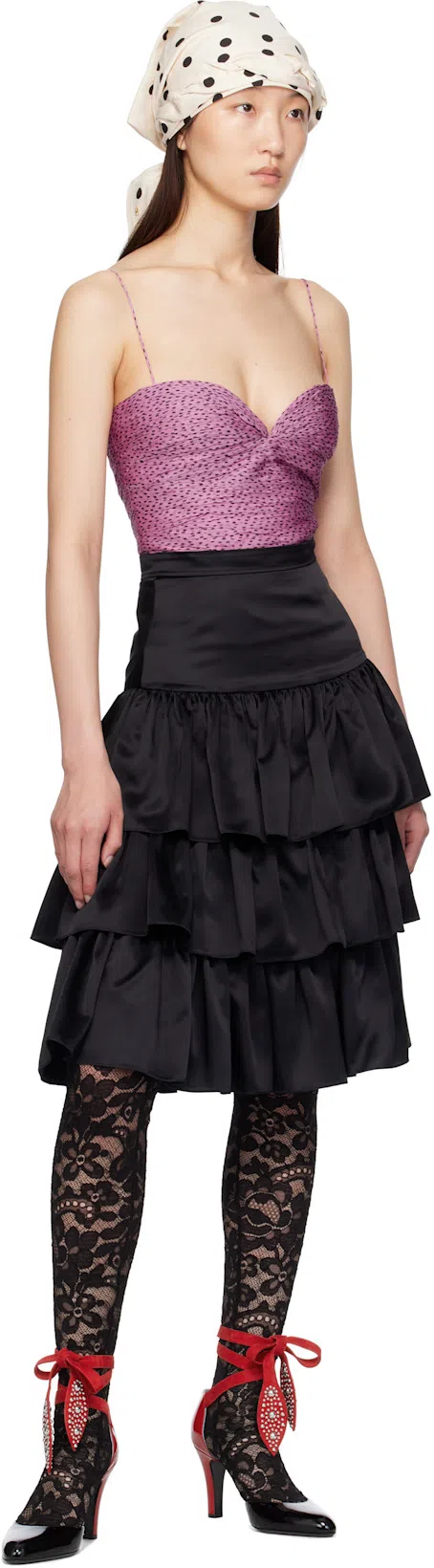 VALENTINO GARAVANI Black And Red Foliefoliage Décolleté