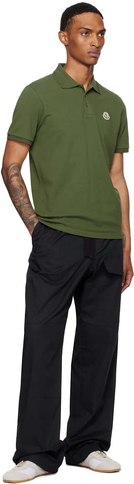 MONCLER Embroidered Logo Cotton Piquet Polo Shirt In Green