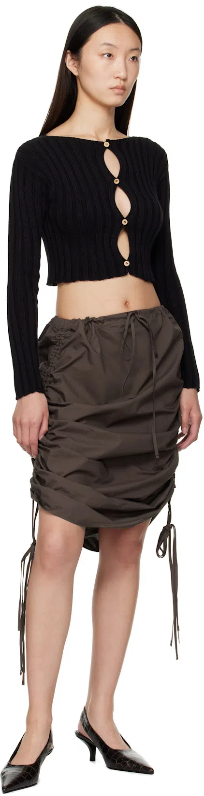 TOTÊME Toteme Classic Croc-embossed Leather Slingback Pump In Brown