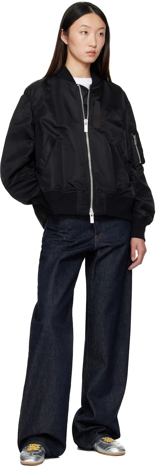 SACAI Black Regular Fit Bomber Jacket