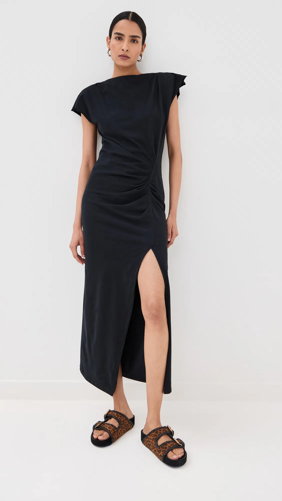 ISABEL MARANT Cotton Nadela Dress Cap Sleeves Midi Length In Black