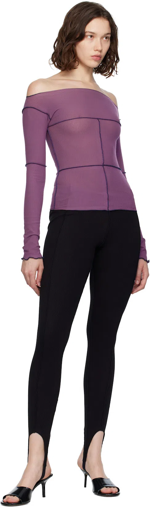 BASERANGE Sync Ribbed Stirrup Leggings In Black