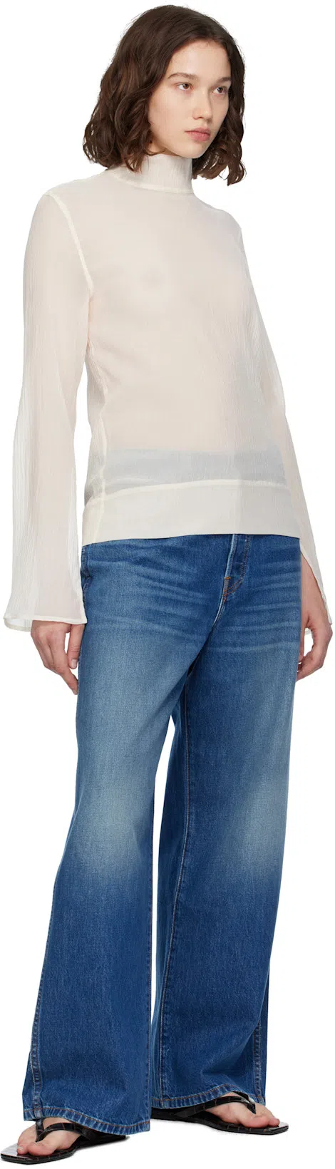 TOTÊME Toteme Leather Thong Sandals In Black