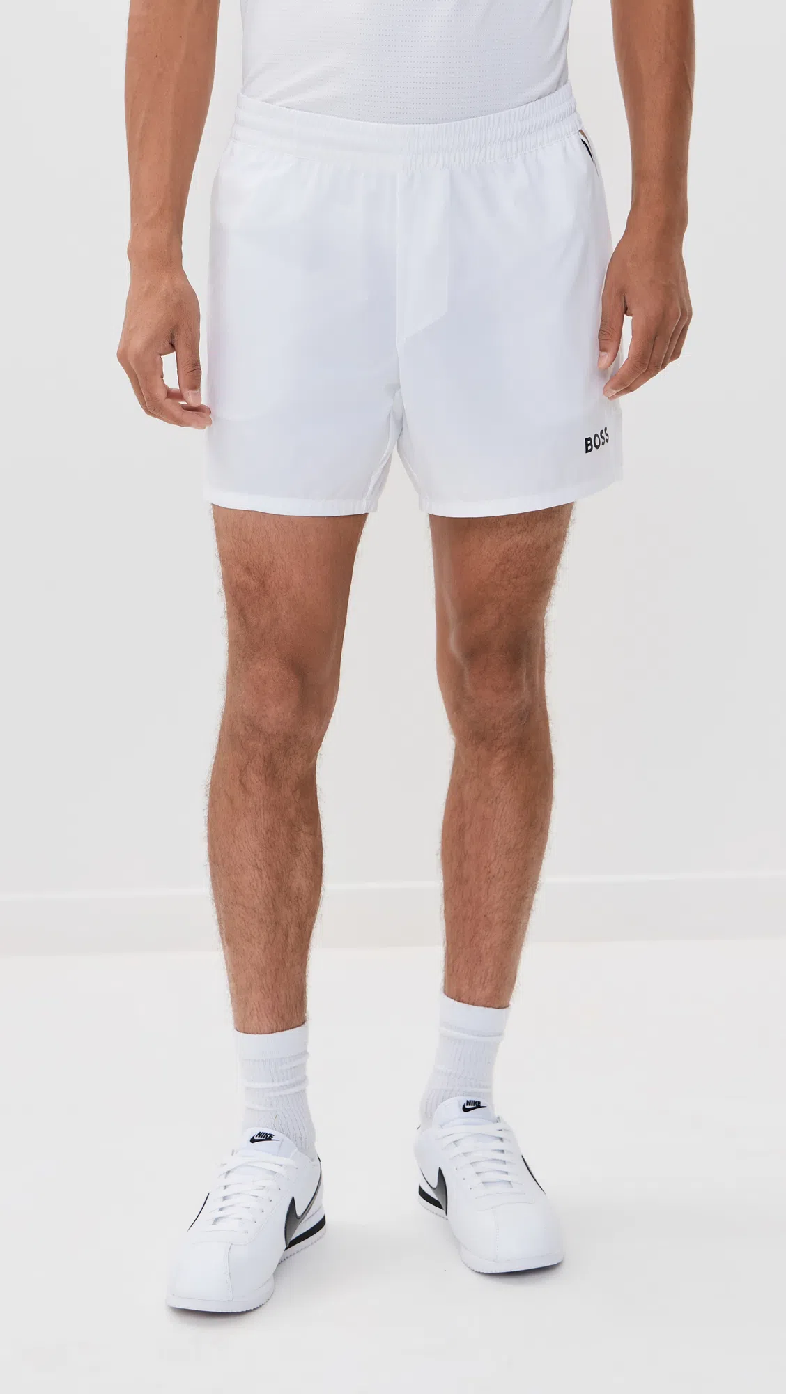 HUGO BOSS Quick-drying Regular-fit Shorts With Logo Print In White