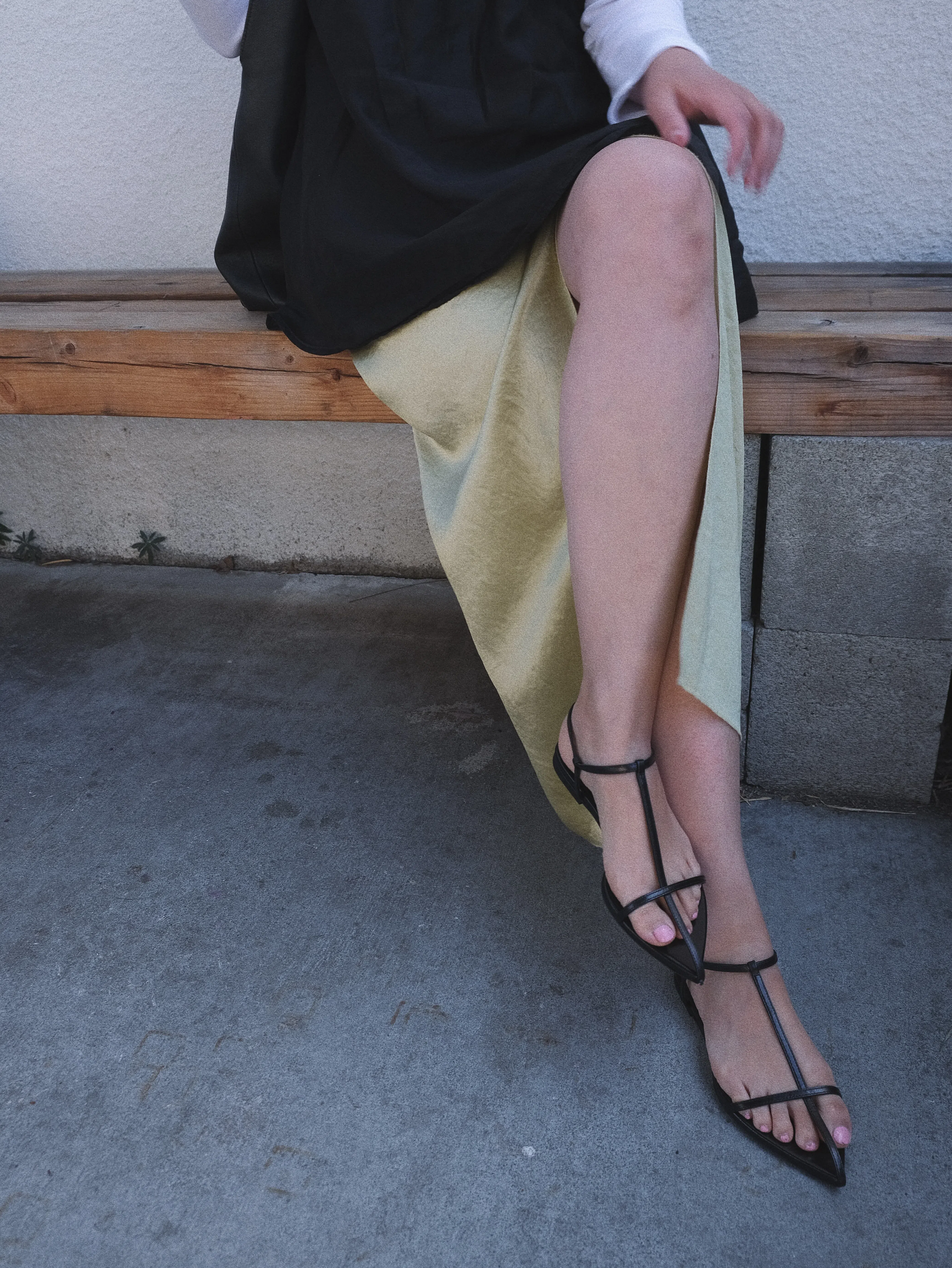 JIL SANDER Leather Sandals Flat Sole Pointed Toe In Black