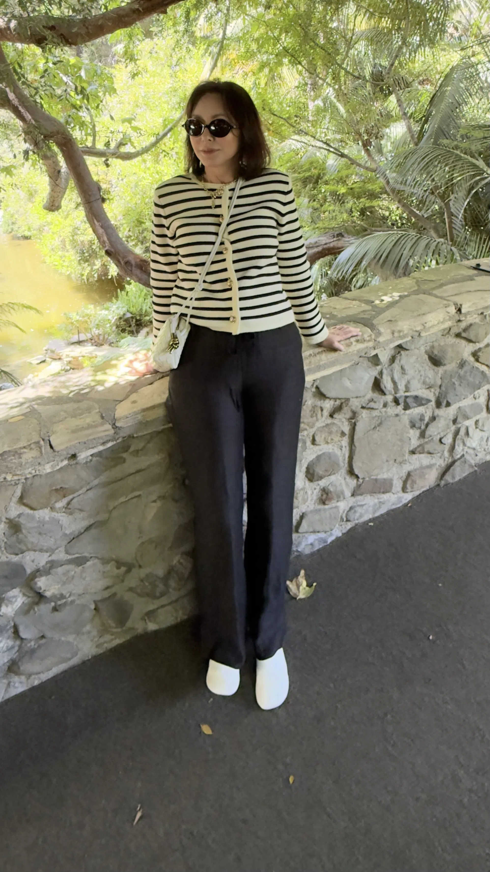 CENTRAL PARK WEST Stripe Knit Blazer In Navy