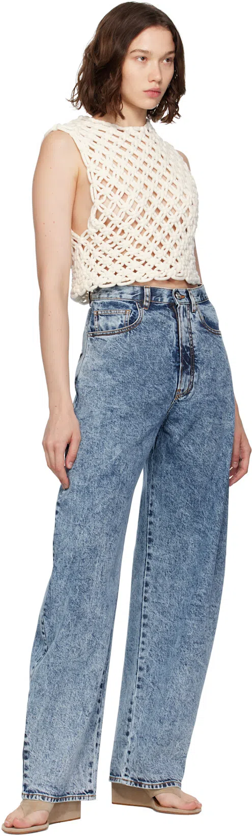 ALAÏA Womens Alaia Square Crop Cotton-blend Top In White