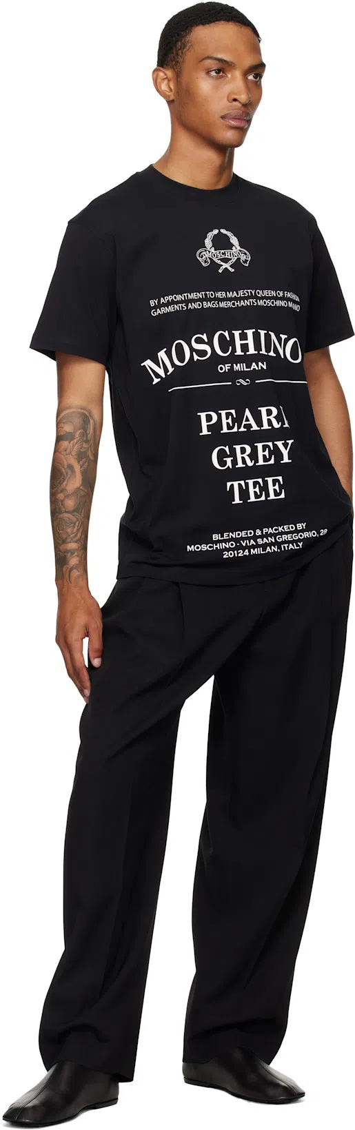 MOSCHINO Printed Organic Cotton Jersey T-shirt In Black