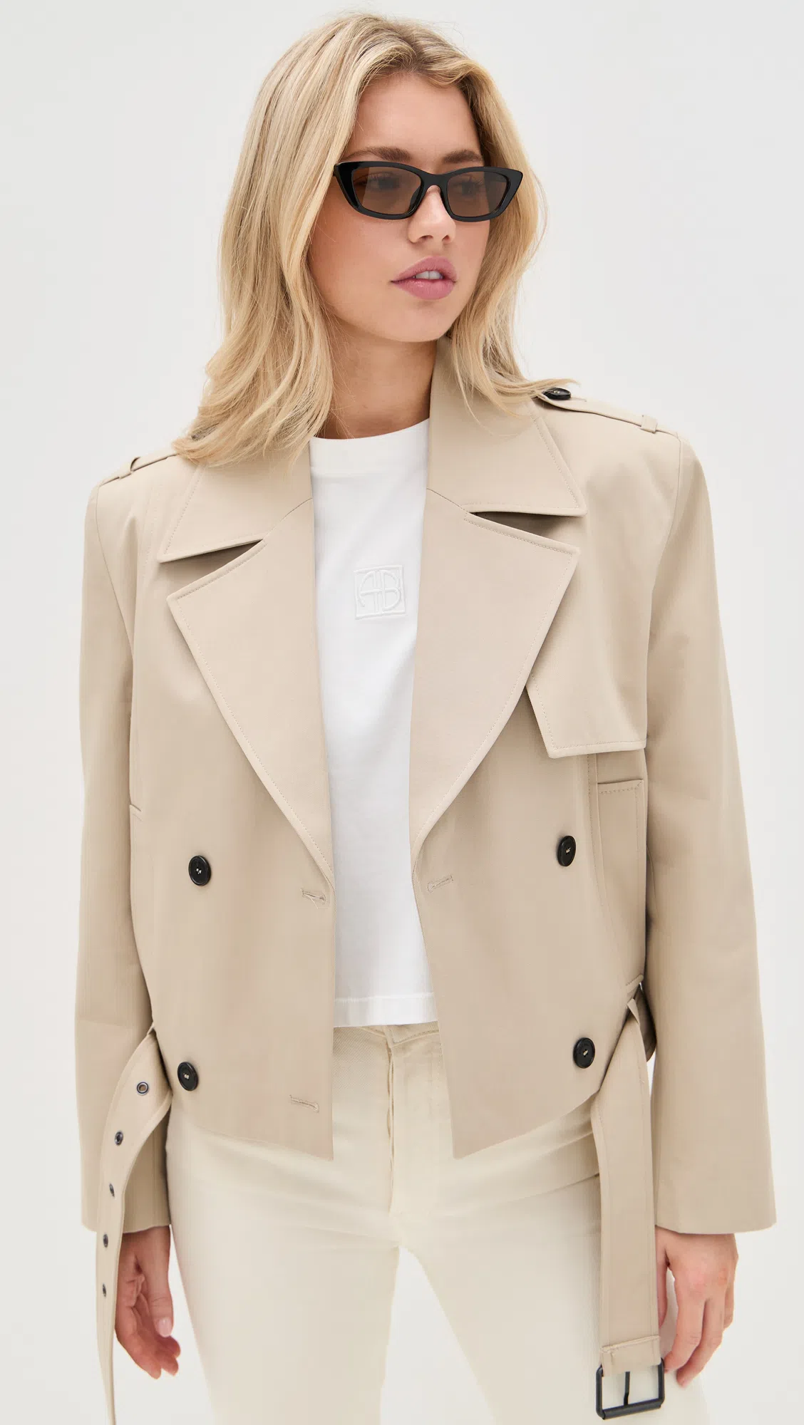 ANINE BING Womens Blk Stripe French Terry Myers Cropped Cotton-blend T-shirt Xs In Neutral