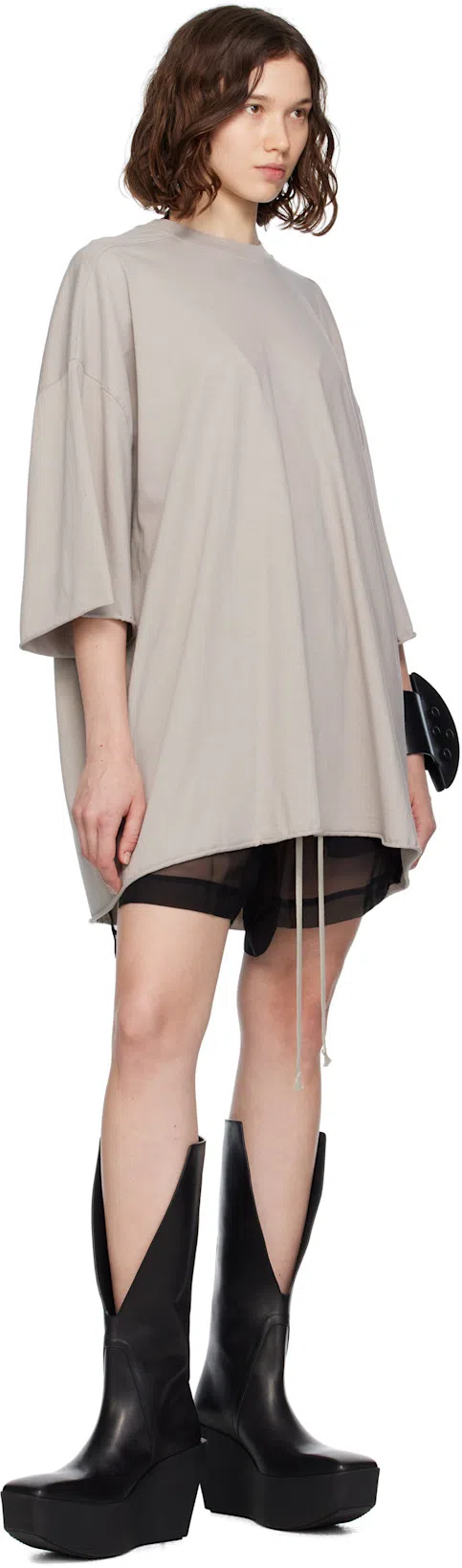 RICK OWENS Black Hollywood Sliver Platform Winged Kowboys Tall Boots In 09 Black