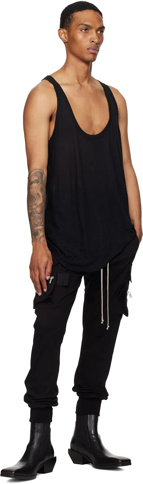 RICK OWENS Black Hollywood Heeled Sliver Chelsea Boots In 09 Black