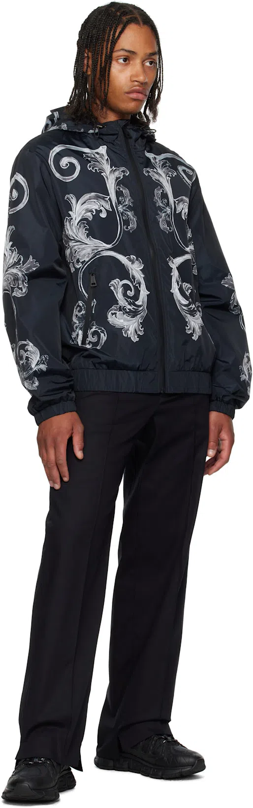 VERSACE Trigreca Sneakers With Baroque Jacquard Motif In Black