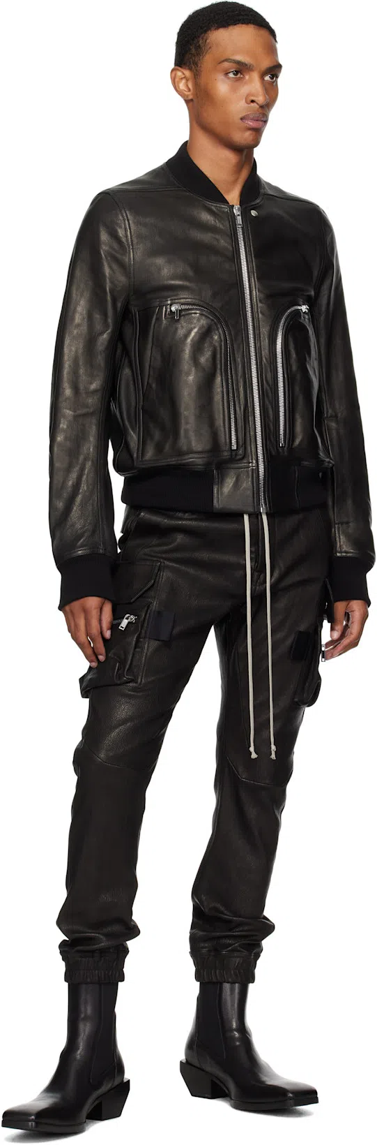 RICK OWENS Black Hollywood Heeled Sliver Chelsea Boots In 09 Black