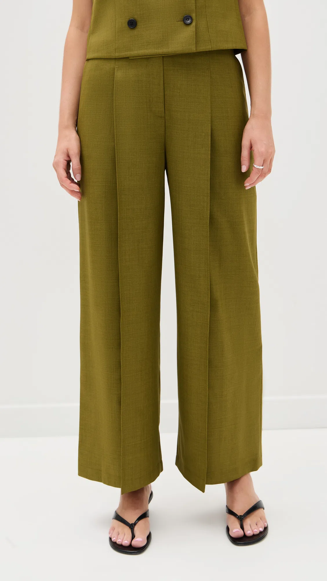 THEORY Tailored Sleeveless Double-breasted Vest In Green