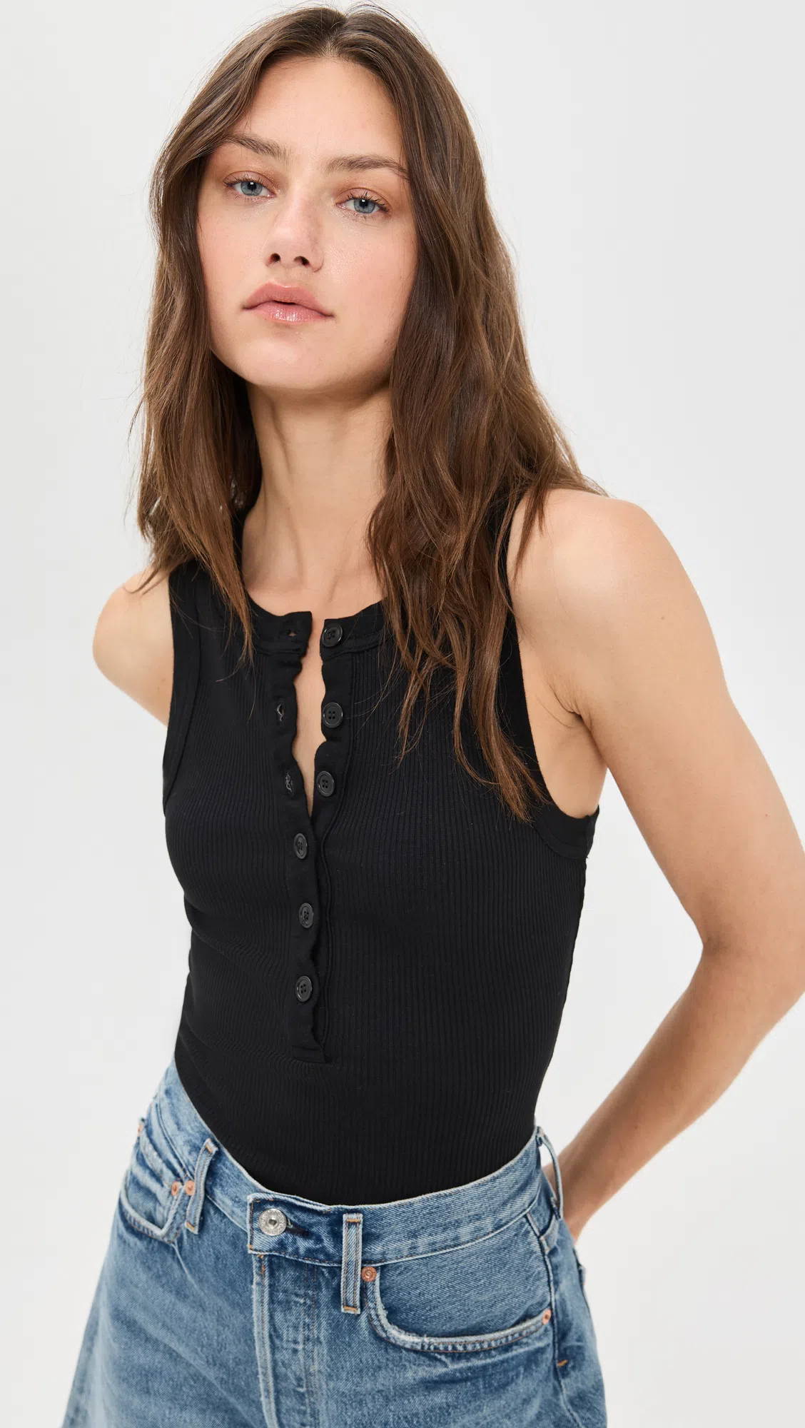 CITIZEN OF HUMANITY Caralyn Ribbed Jersey Tank In Black