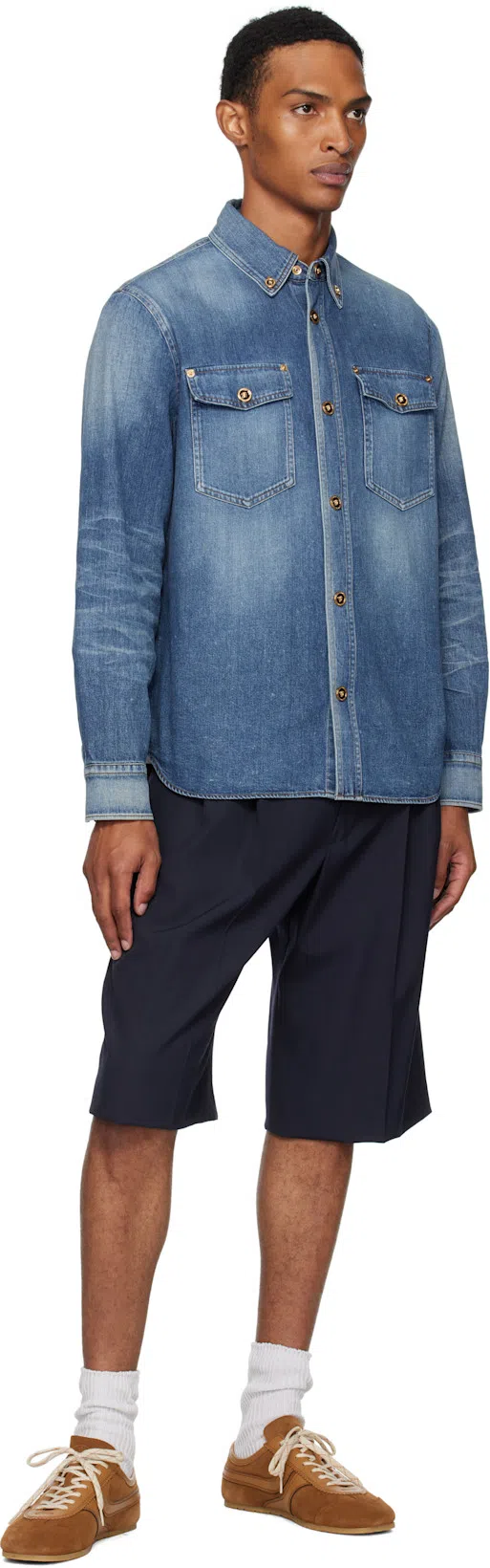 DRIES VAN NOTEN Wool Panrom Bermuda Shorts In Blue
