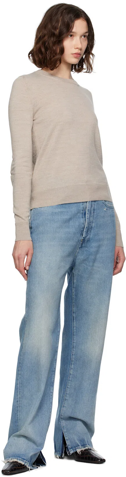 TOTÊME Toteme Women The Mid Heel Boot Leather Boots With Croco Effect In Brown