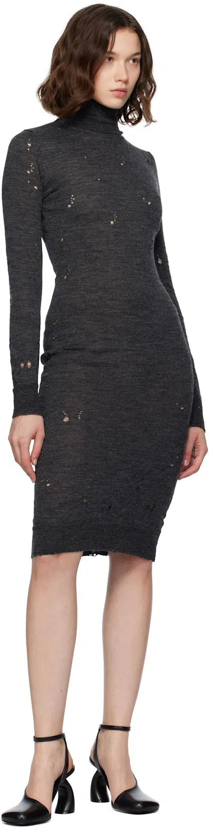 DRIES VAN NOTEN Brown Asymmetrical Heels In 605 Bottle