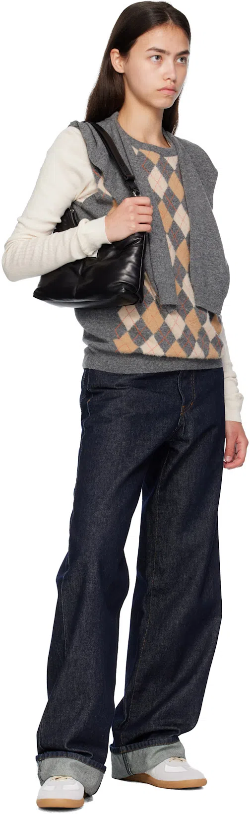 MAISON MARGIELA Low-top Leather Sneakers With Contrasting Details In White