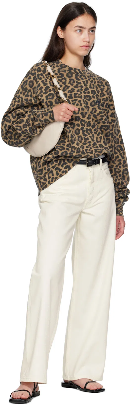 ANINE BING White Straight Leg Jeans