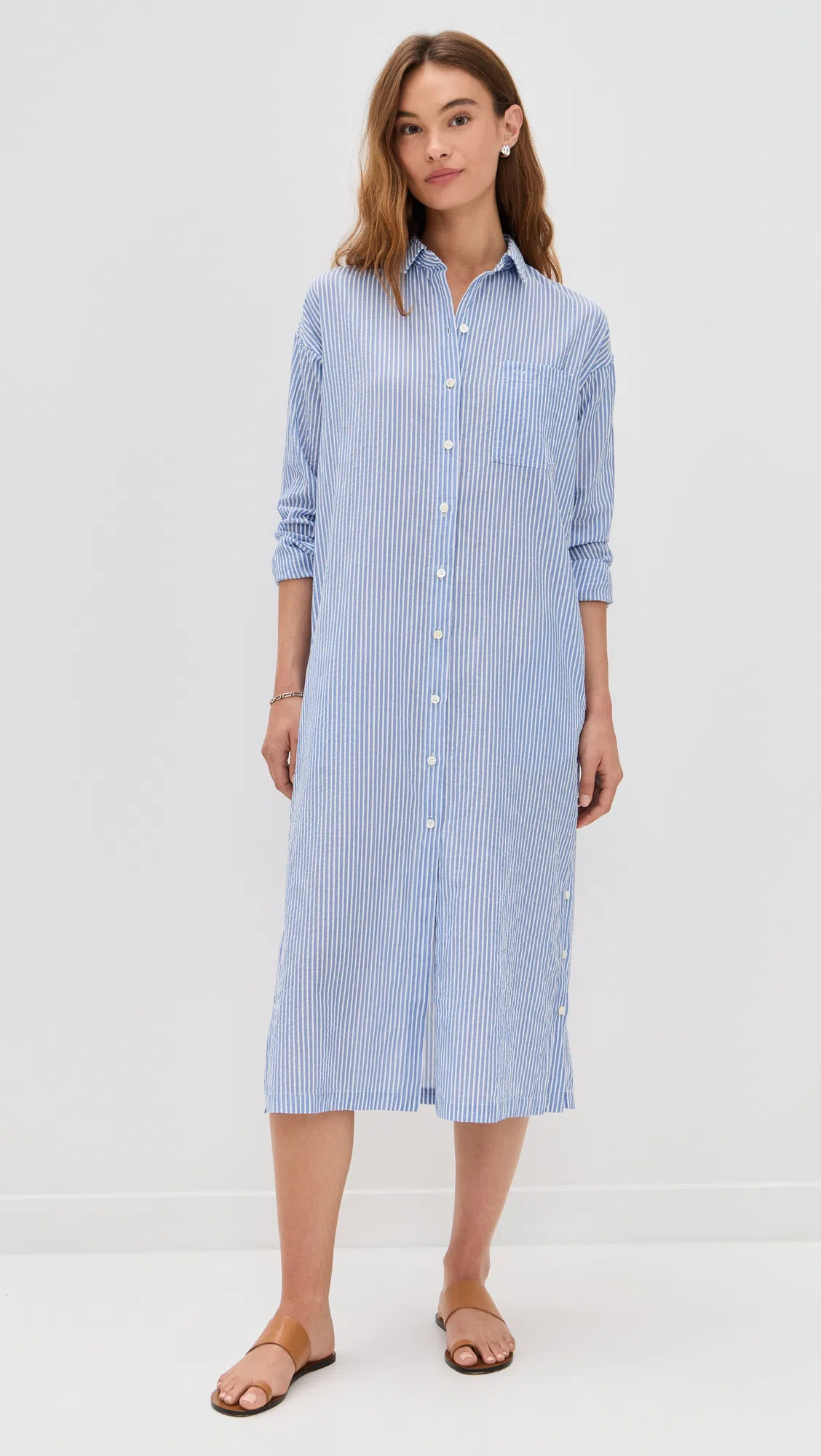 ALEX MILL Kerry Shirtdress In Seersucker In Blue