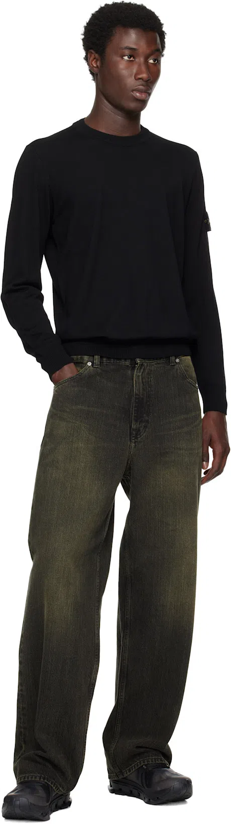 STONE ISLAND Cotton Sweatshirt With Removable Logo Patch In Black