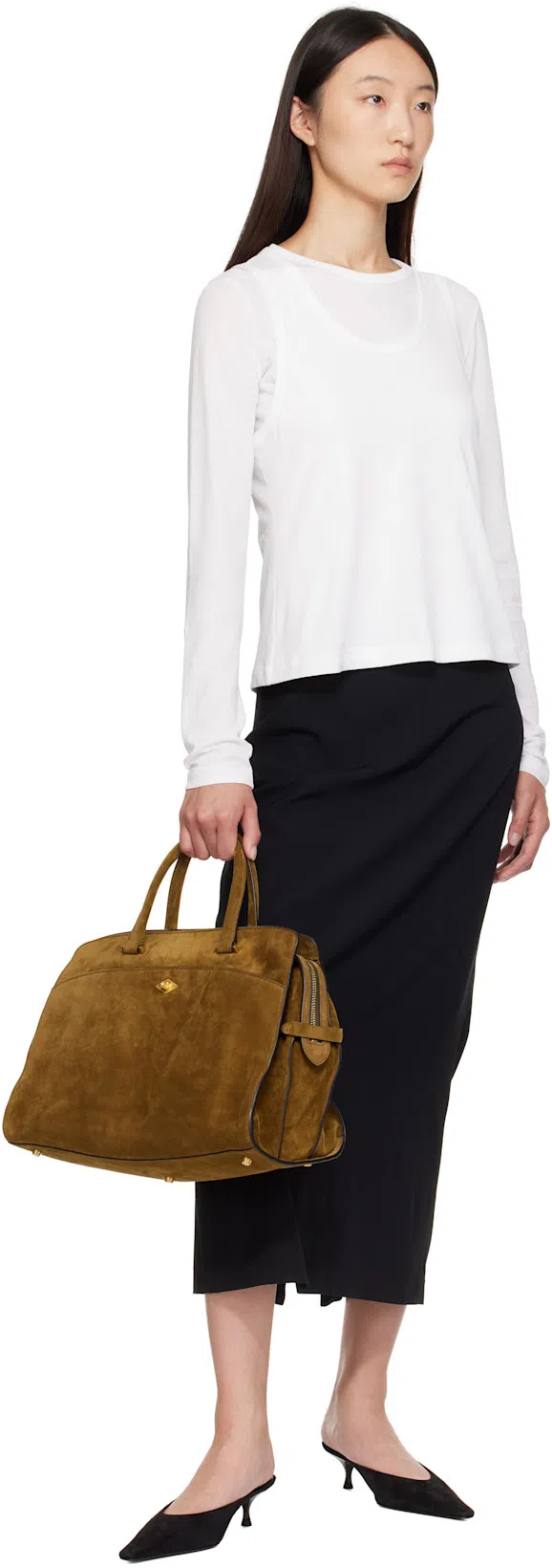 THE ROW Black Mathias Midi Skirt In Blk Black