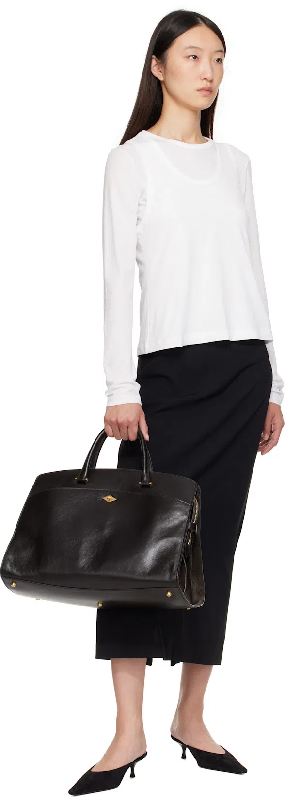 THE ROW Black Mathias Midi Skirt In Blk Black