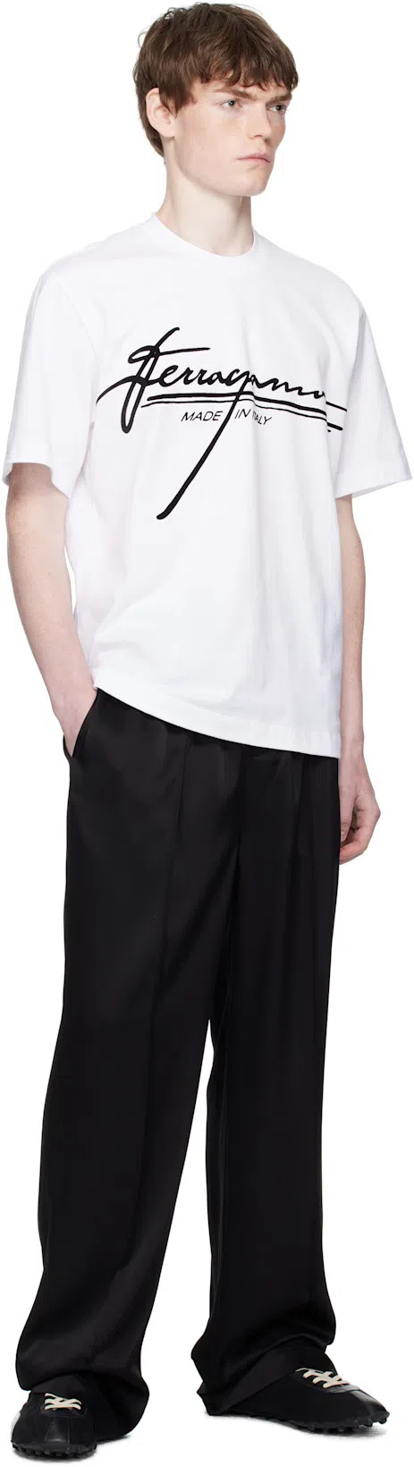 FERRAGAMO Signature Velvet Logo T-shirt In White