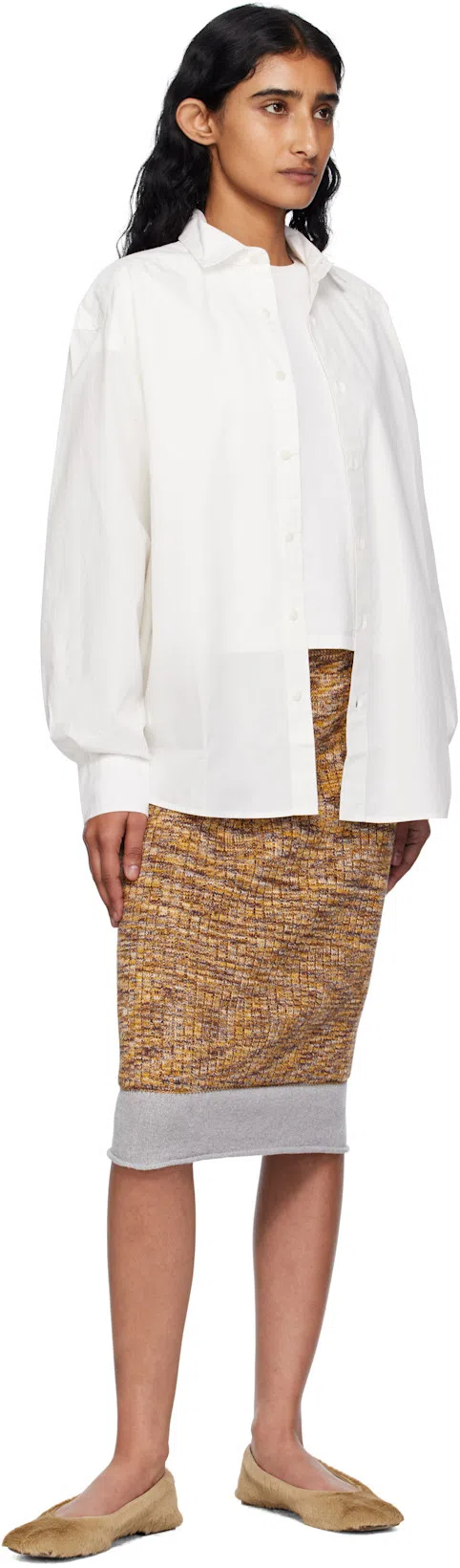 THE ROW Calf Hair Square-toe Ballerina Flats In Neutral