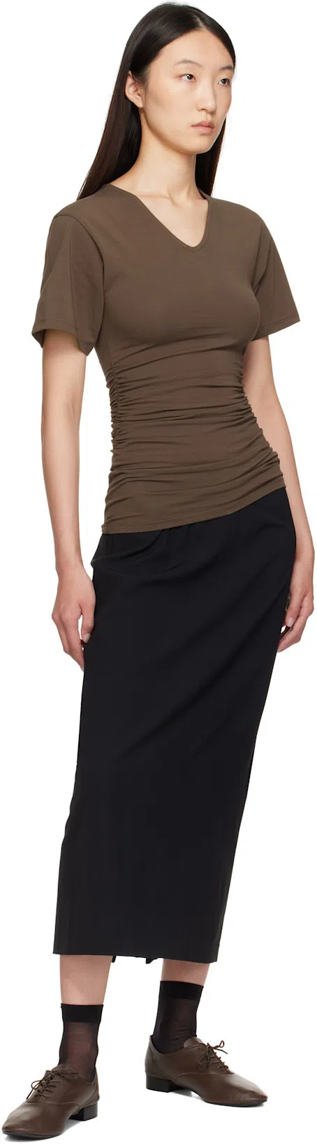 THE ROW Black Mathias Midi Skirt In Blk Black