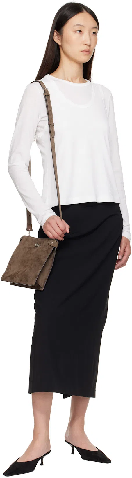 THE ROW Black Mathias Midi Skirt In Blk Black