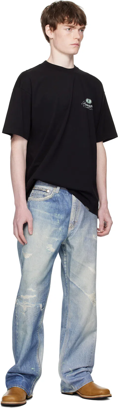OUR LEGACY Mens Digital Denim Print Third Cut Faded-wash Denim Jeans In Blue