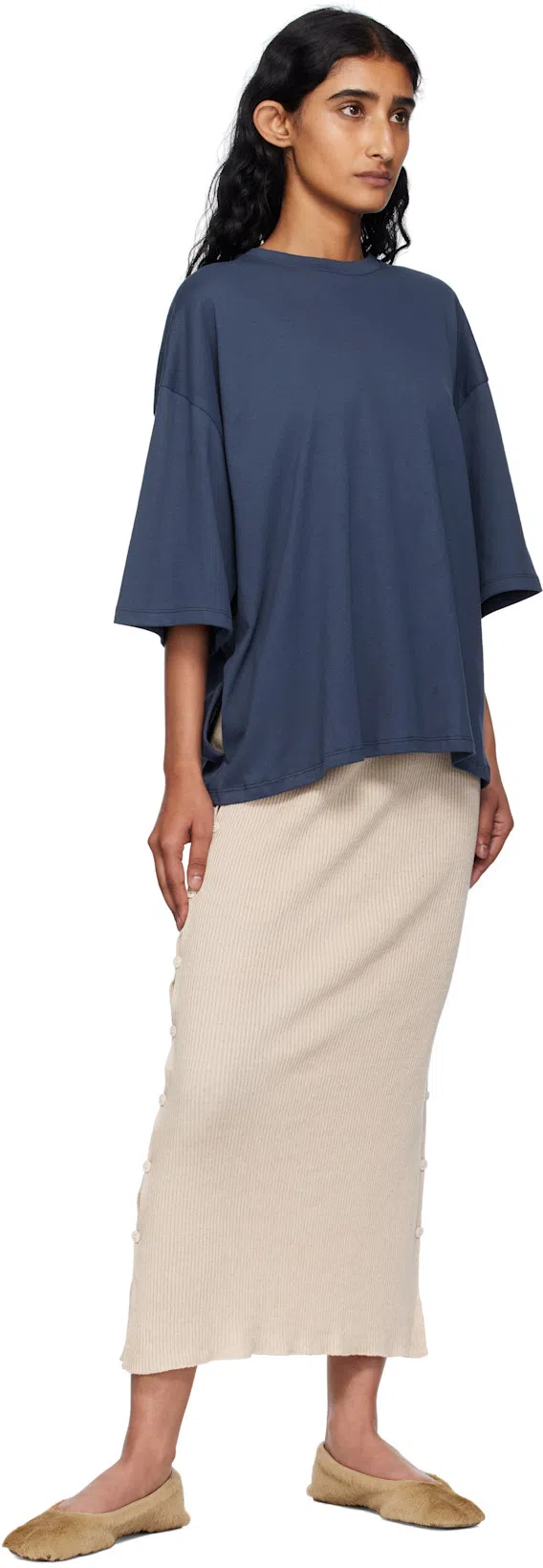 THE ROW Calf Hair Square-toe Ballerina Flats In Neutral