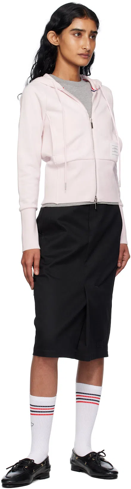 THOM BROWNE Cotton Hoodie With Drawstring Hood And Pockets In Pink