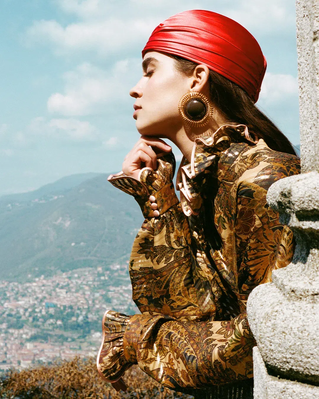 VALENTINO GARAVANI Women's Red Silk Turban In Orange