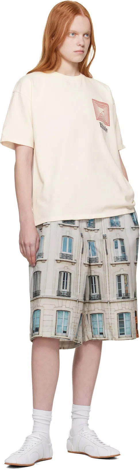 RHUDE Off-white Chevron Logo Repeat T-shirt In Neutral