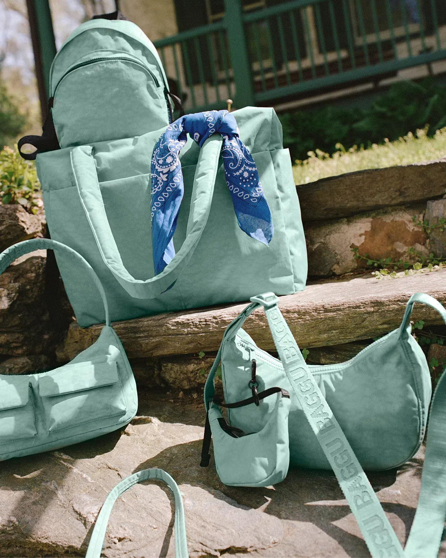 BAGGU Small Nylon Crescent Bag In Seafoam, Women's At Urban Outfitters In Green