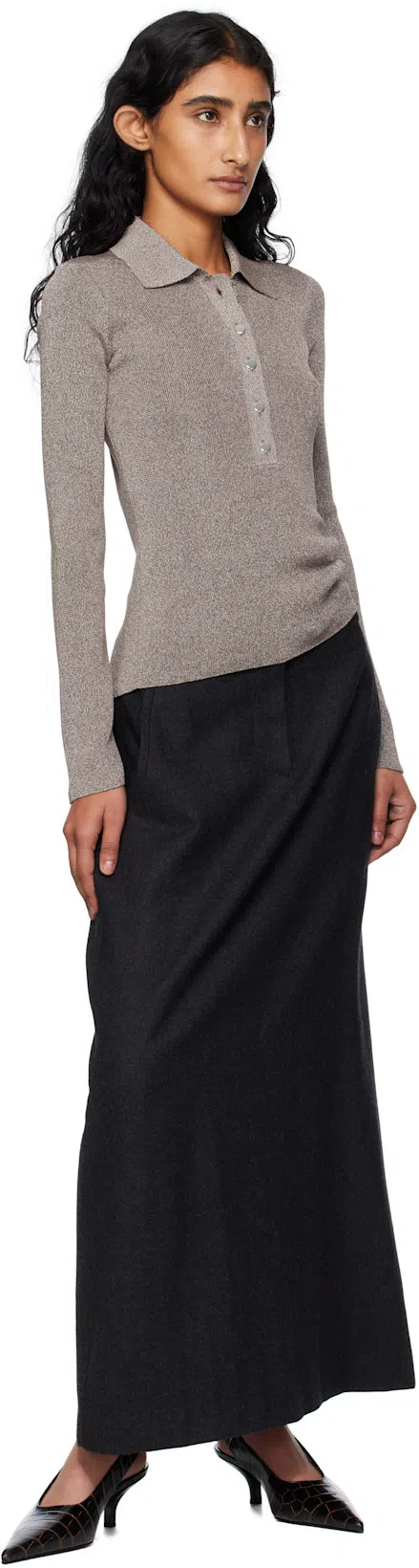 TOTÊME Toteme Classic Croc-embossed Leather Slingback Pump In Brown