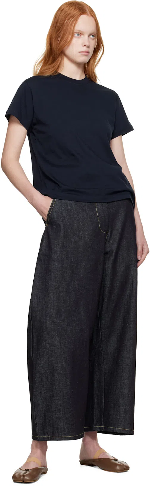 MAISON MARGIELA Tabi Frayed Split-toe Leather Ballet Flats In Brown