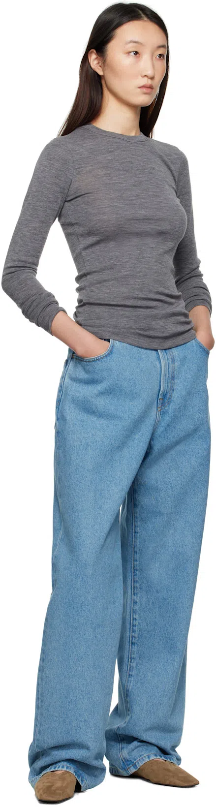 TOTÊME Suede Everyday Ballet Flats In Neutral