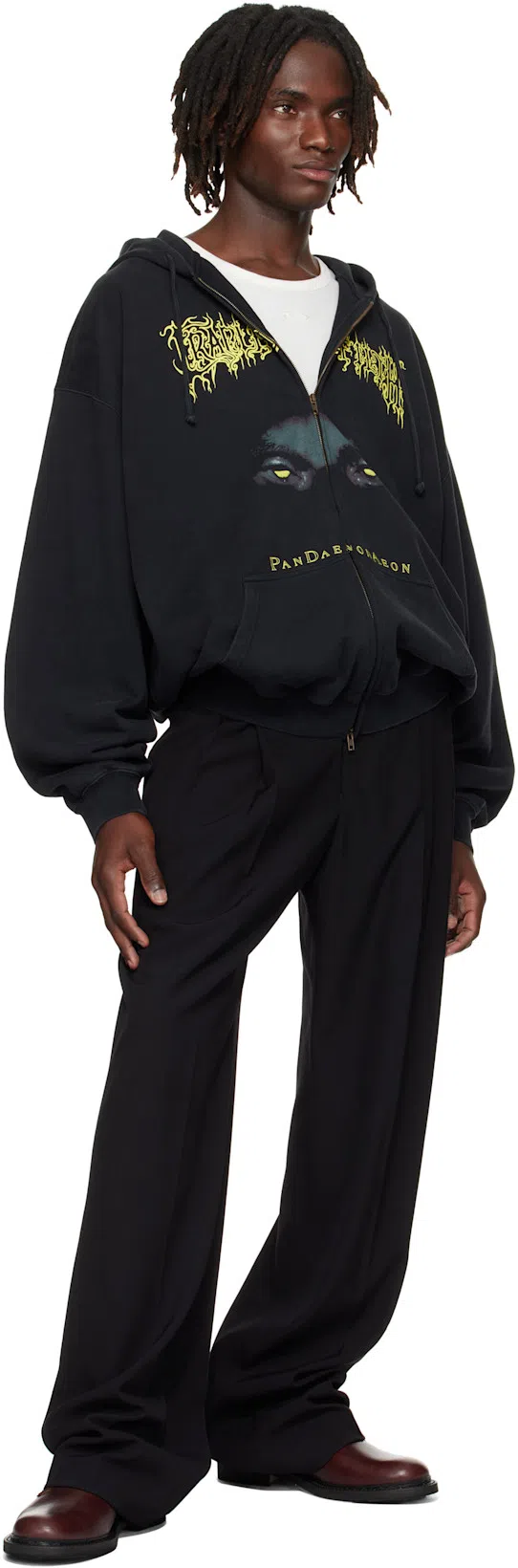 DRIES VAN NOTEN Wide Wool Blend Gabardine Pants In Navy