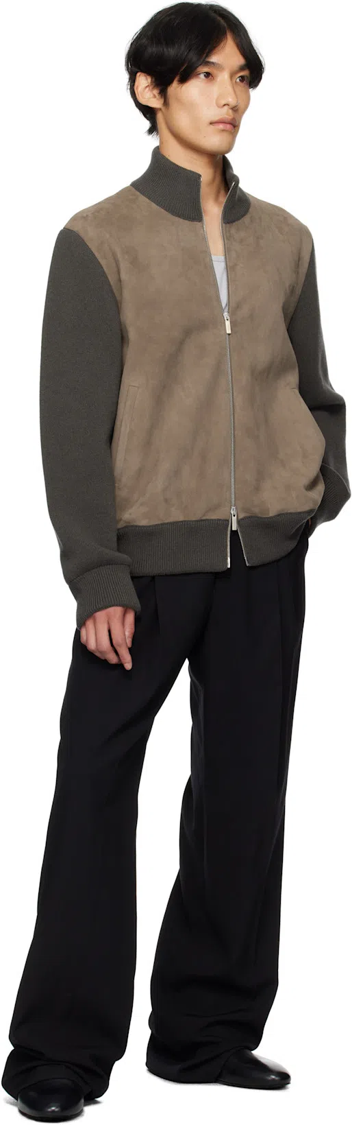 DRIES VAN NOTEN Wide Wool Blend Gabardine Pants In Navy