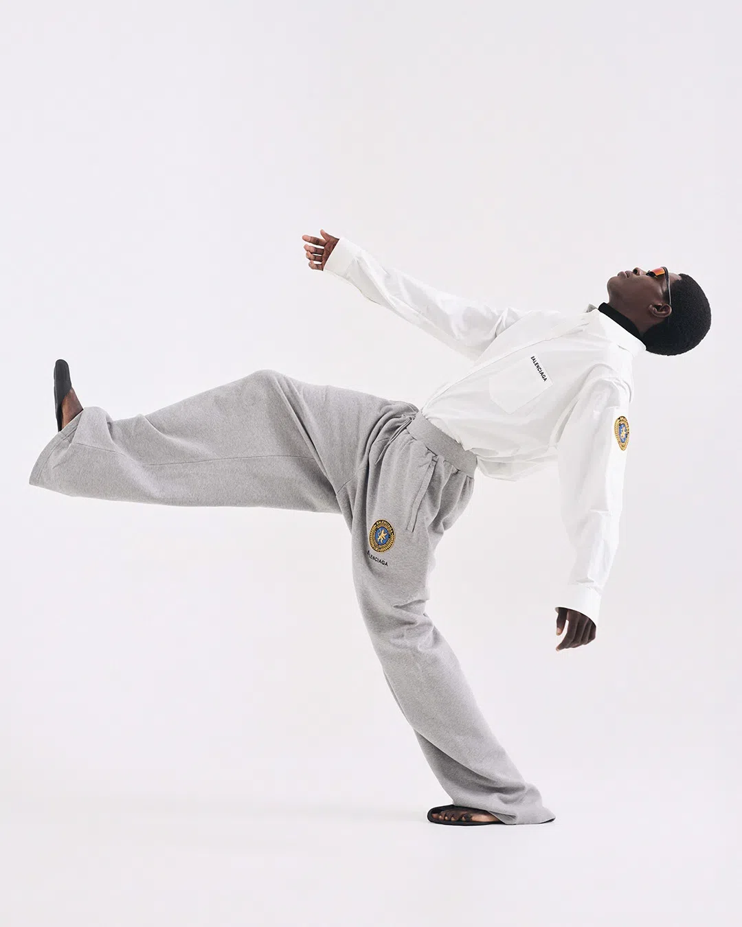 BALENCIAGA Wide Grey Uniform Merch Trousers Men In Gray