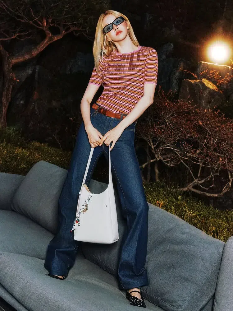 TORY BURCH Small Romy Pebble Leather Hobo Bag In Light Cream